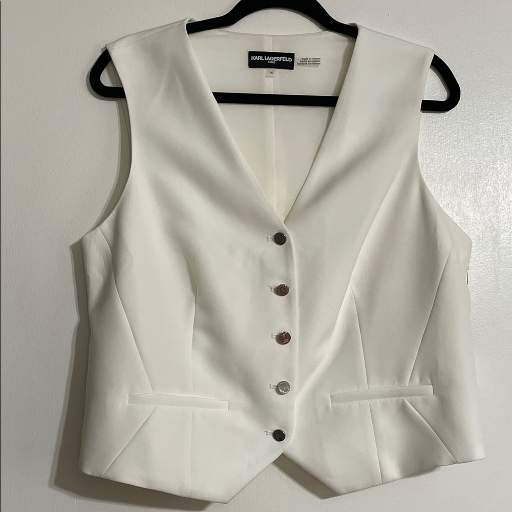 Karl Lagerfeld Ivory Buttoned Vest